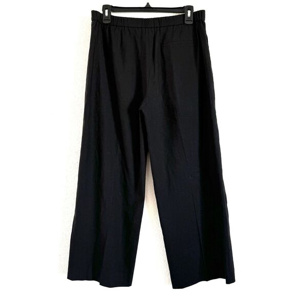 Theory Women’s Cavalier Linen Blend Cropped Wide Leg Pull On Pants Black - Picture 4 of 14